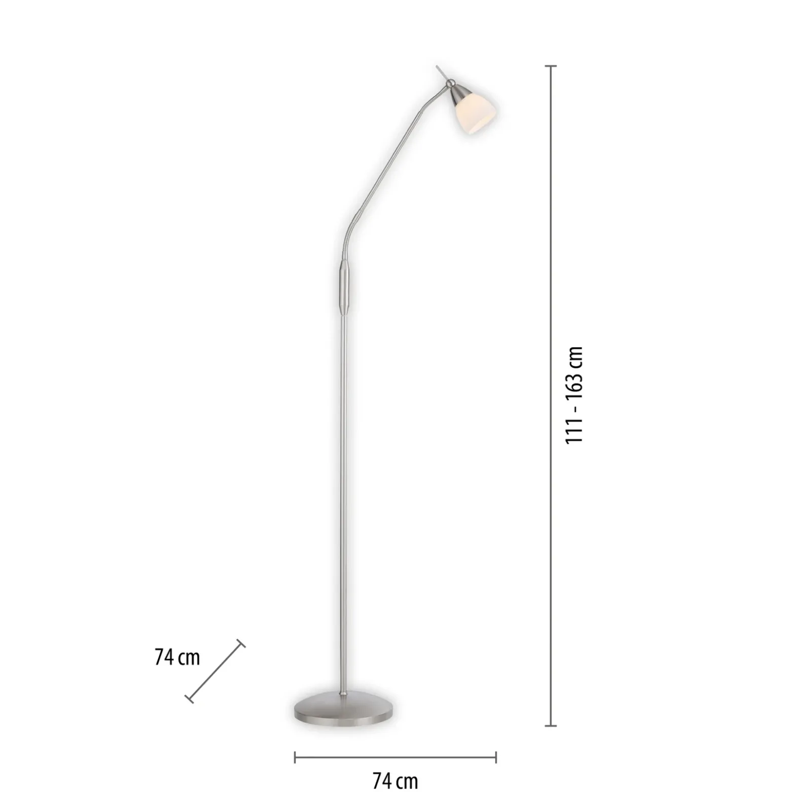 Paul Neuhaus Pino lámpara de pie, plata, 163 cm, atenuable, G9