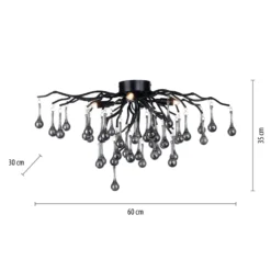 Paul Neuhaus plafón Icicle, 4 luces, negro