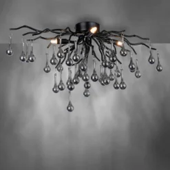 Paul Neuhaus plafón Icicle, 4 luces, negro