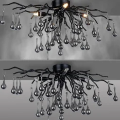 Paul Neuhaus plafón Icicle, 4 luces, negro