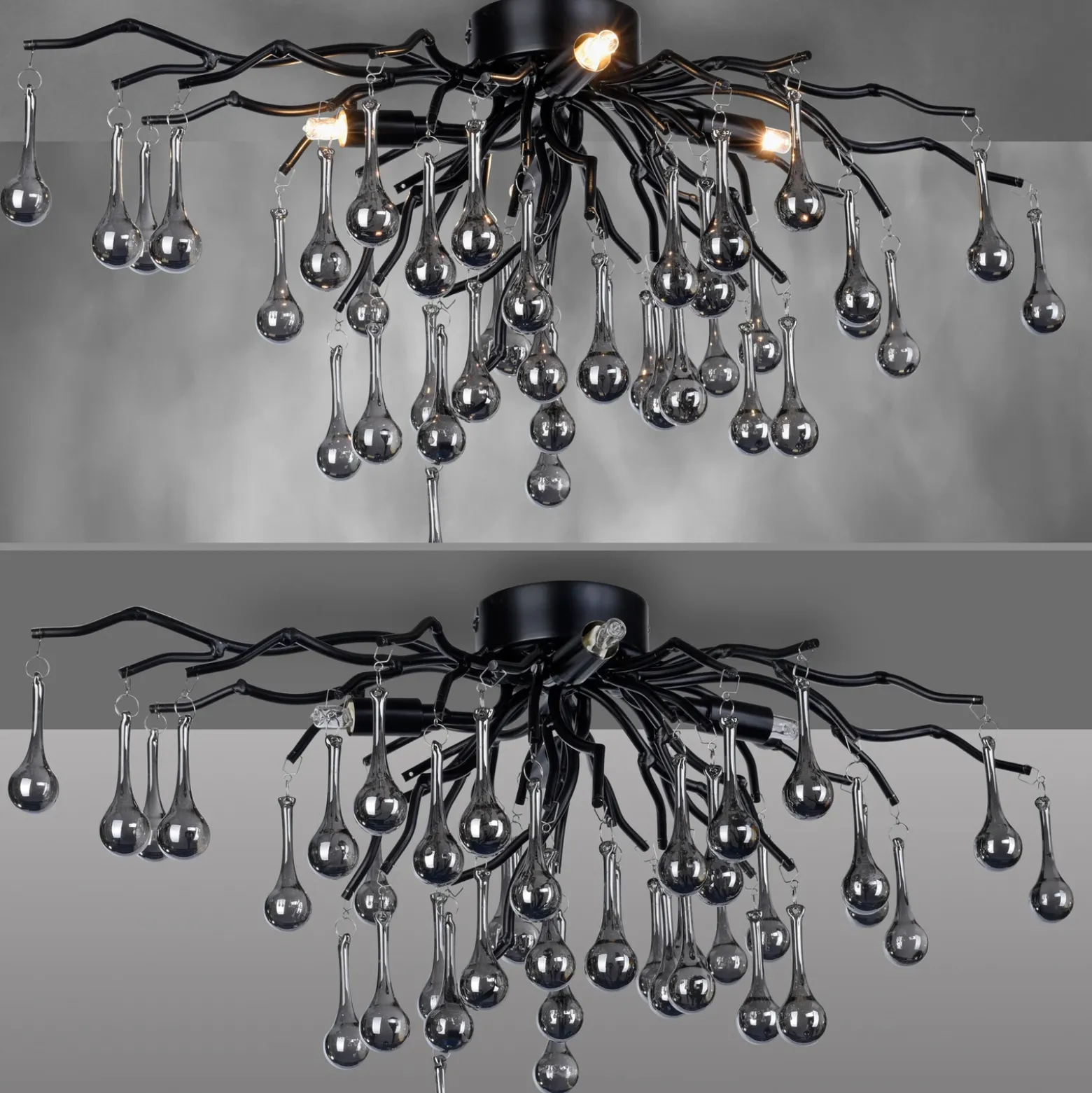 Paul Neuhaus plafón Icicle, 4 luces, negro