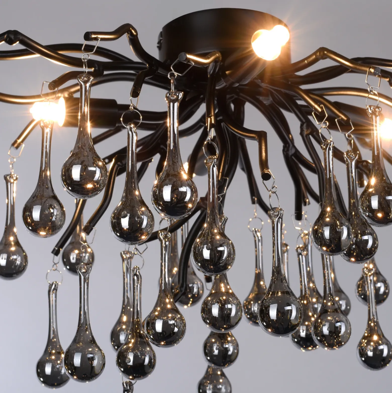 Paul Neuhaus plafón Icicle, 4 luces, negro