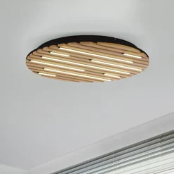 Paul Neuhaus Plafón SMART+ Q-Acoustic, madera Ø 60 cm