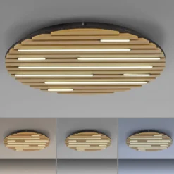 Paul Neuhaus Plafón SMART+ Q-Acoustic, madera Ø 60 cm