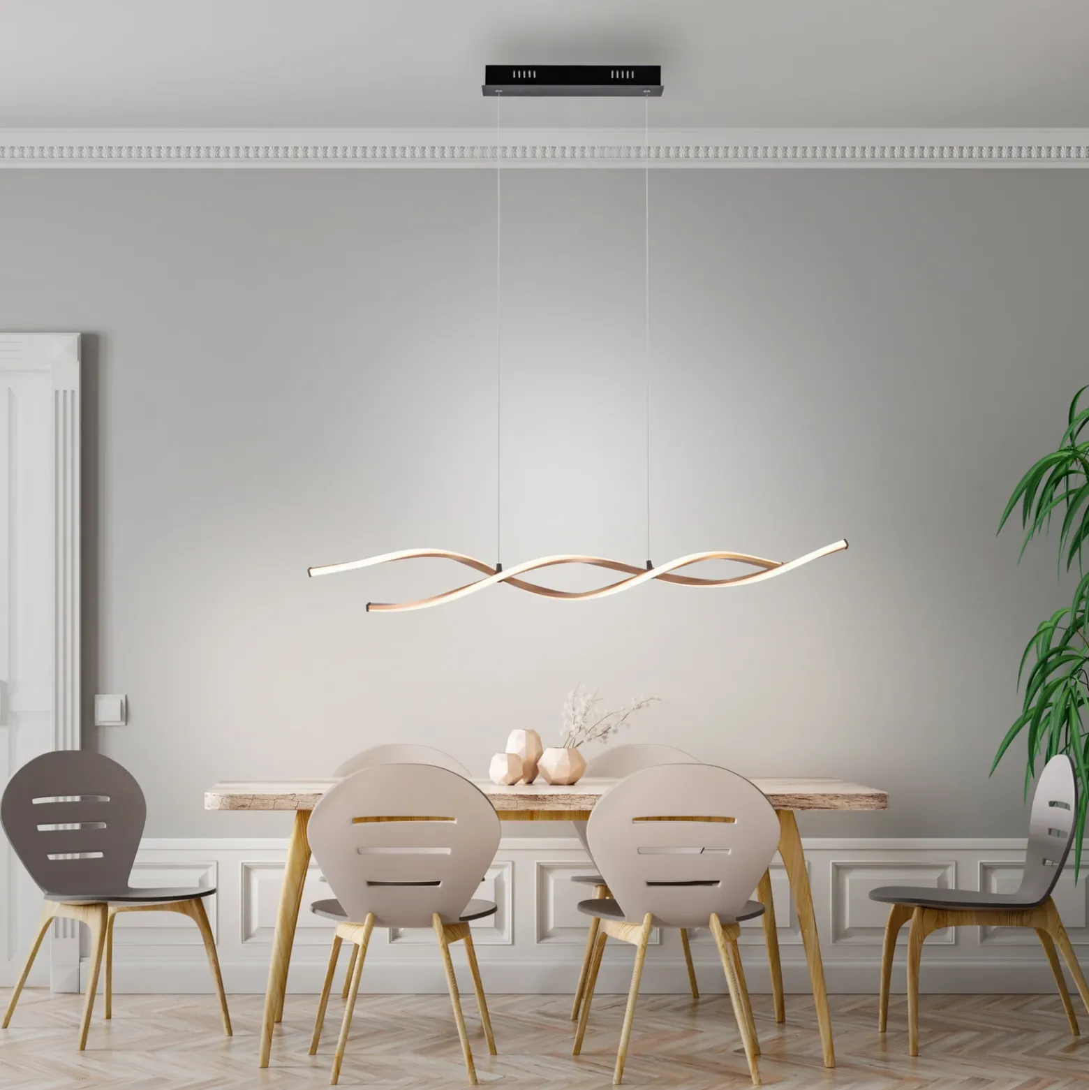 Paul Neuhaus Polina lámpara colgante LED, dorada, metal, atenuable