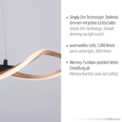 Paul Neuhaus Polina lámpara colgante LED, dorada, metal, atenuable