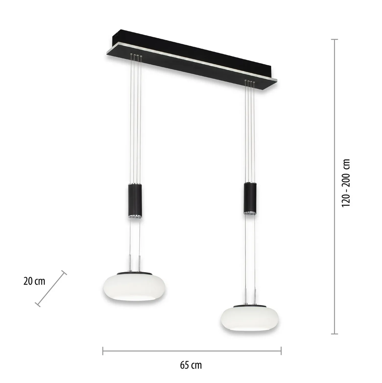 Paul Neuhaus Q-ETIENNE colgante LED 2 luces, negro