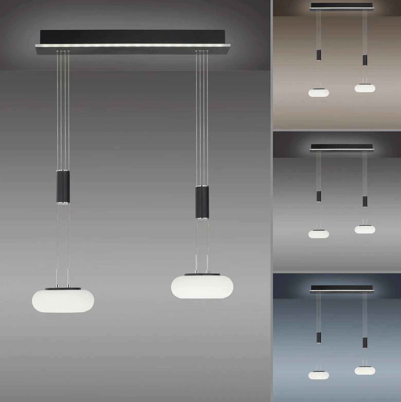 Paul Neuhaus Q-ETIENNE colgante LED 2 luces, negro