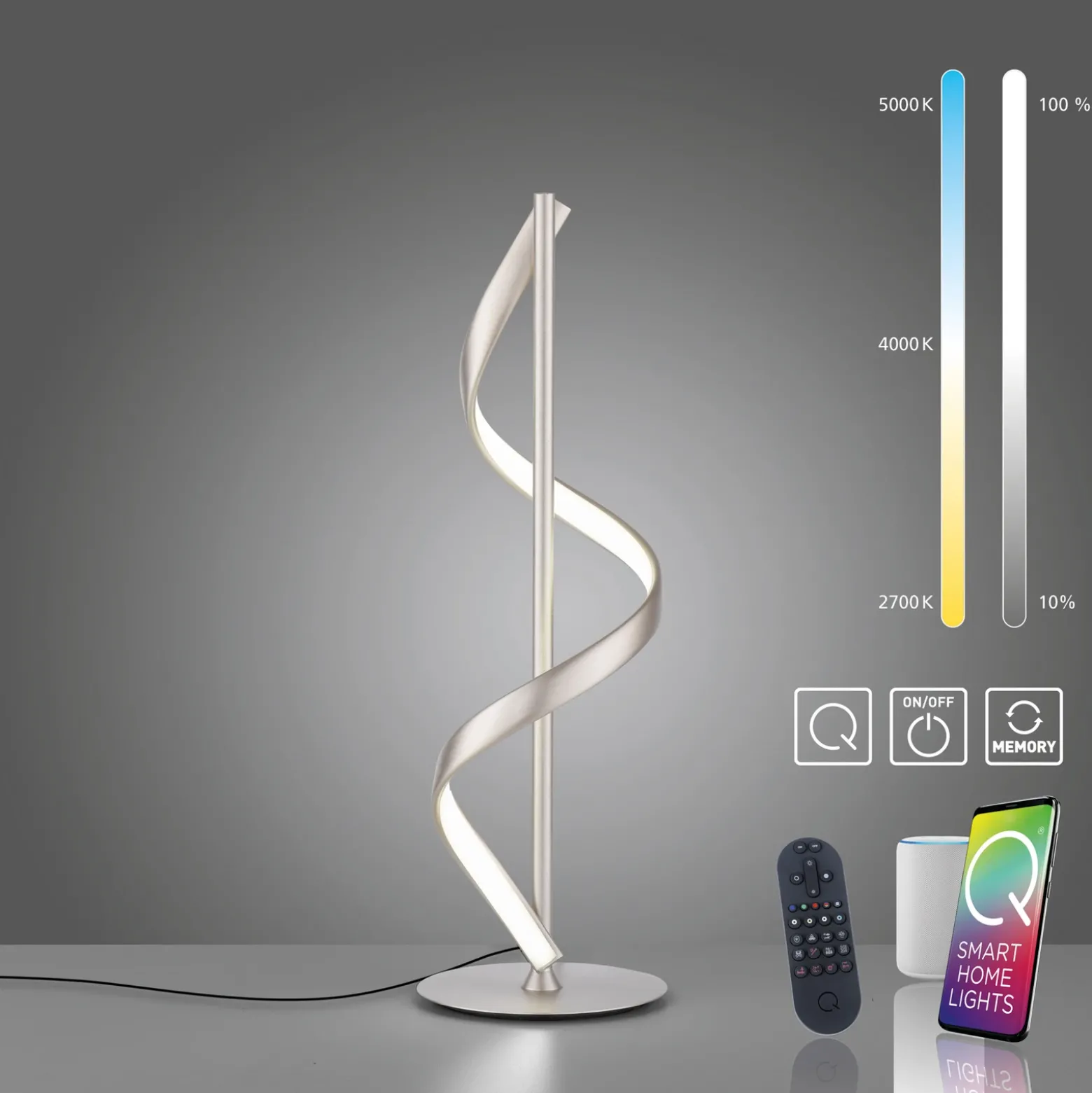 Paul Neuhaus Q-Swing lámpara de mesa LED, acero
