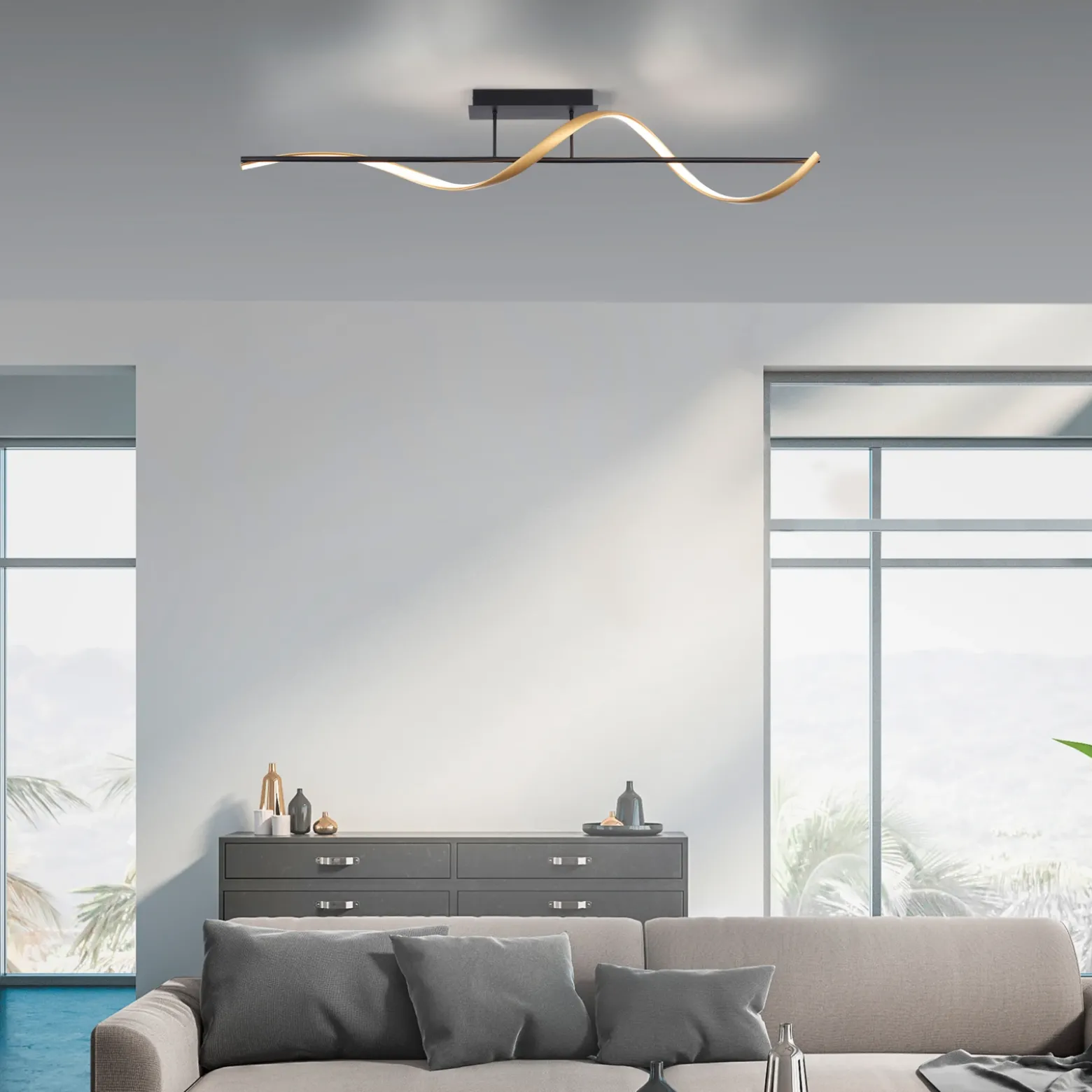 Paul Neuhaus Q-Swing plafón antracita/latón
