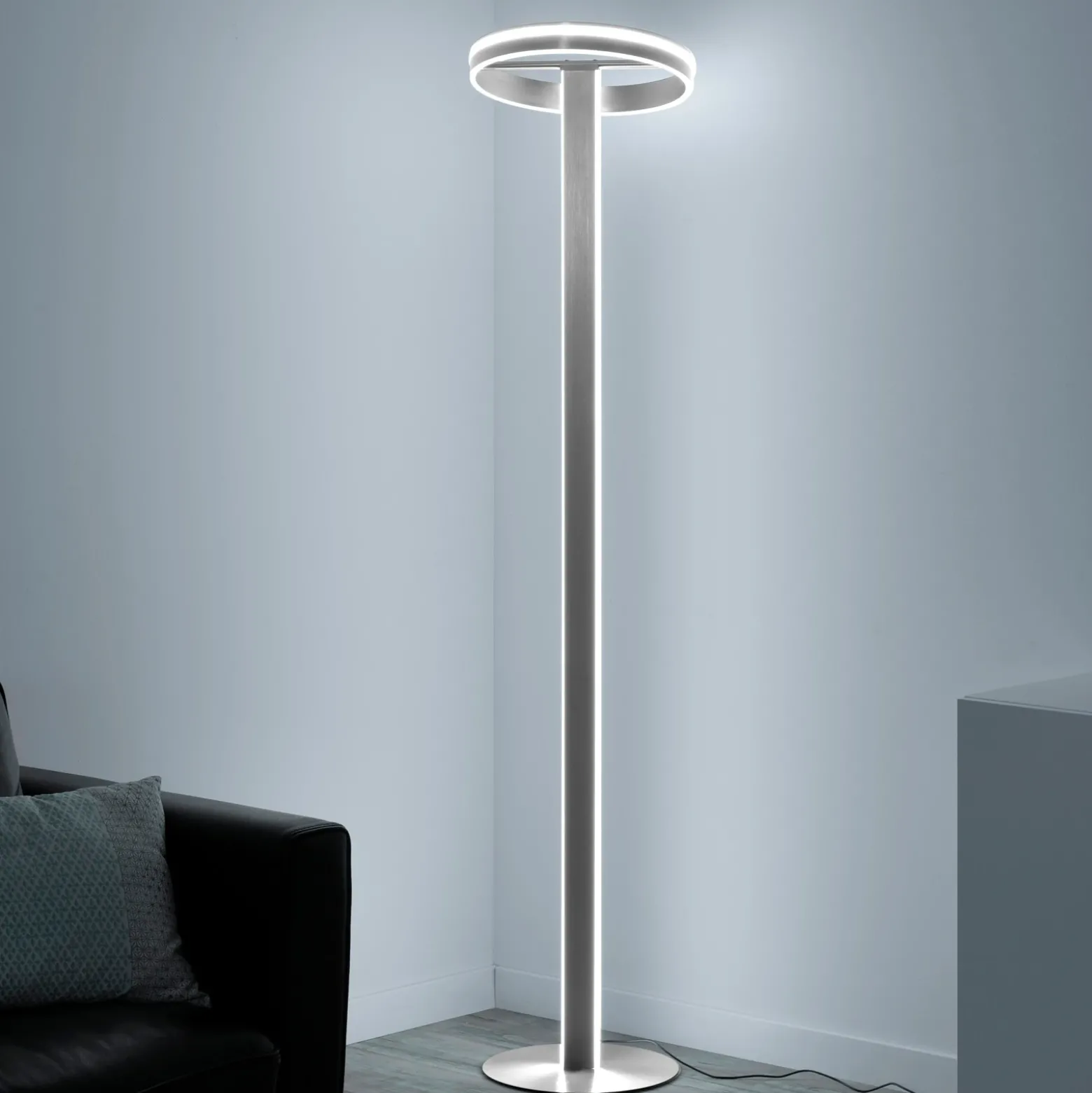 Paul Neuhaus Q-Vito lámpara pie LED, recta, anillo