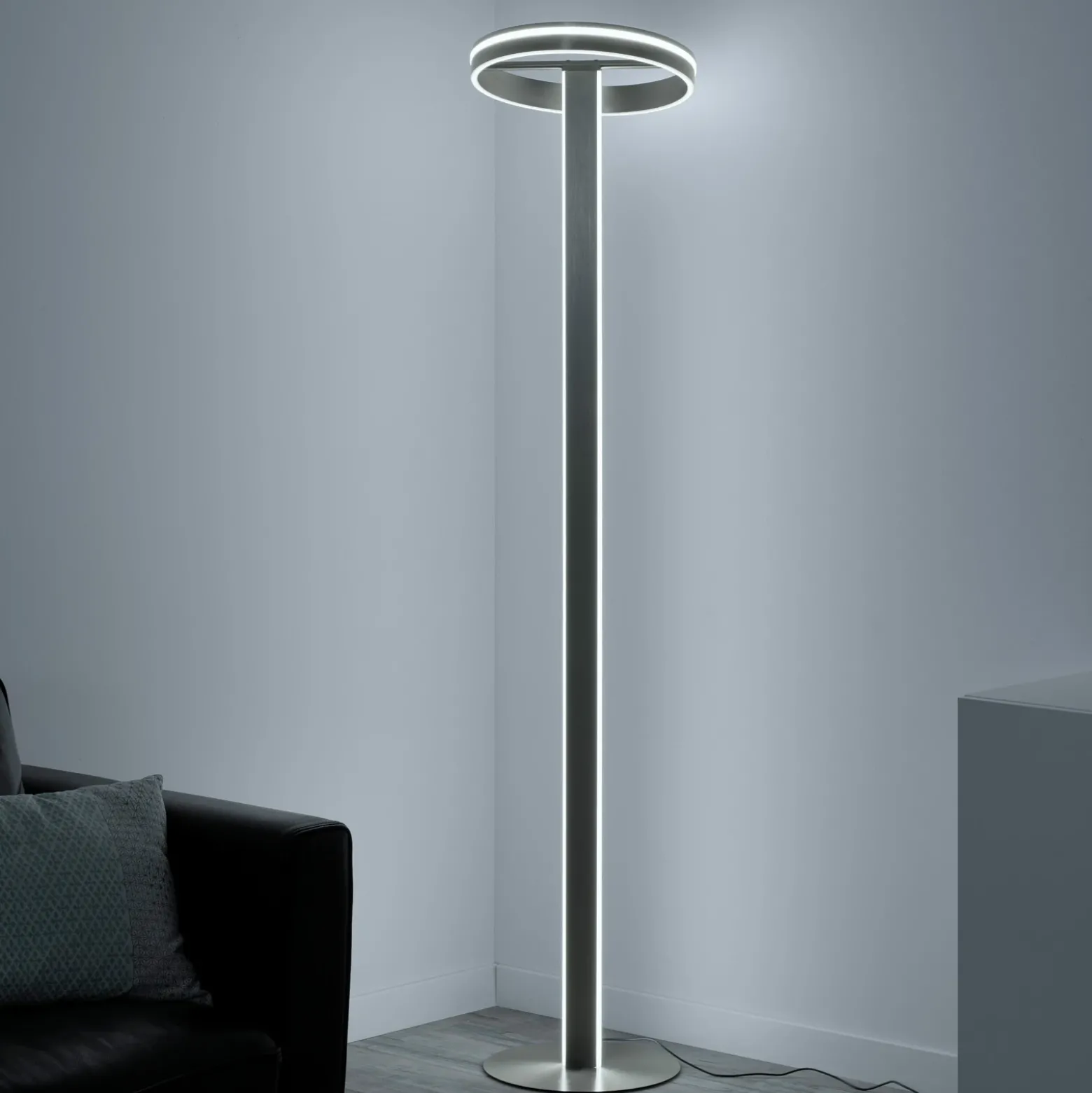 Paul Neuhaus Q-Vito lámpara pie LED, recta, anillo