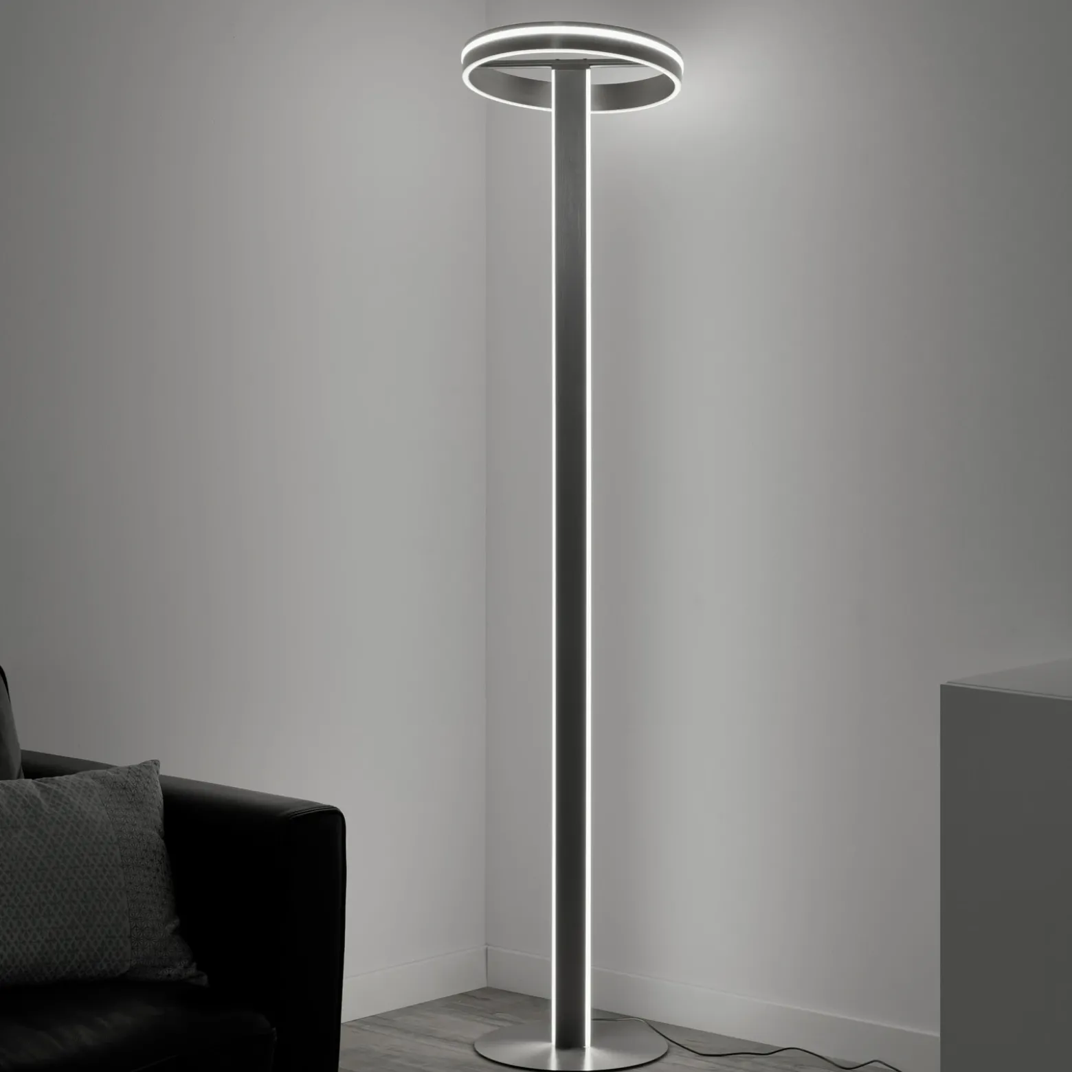 Paul Neuhaus Q-Vito lámpara pie LED, recta, anillo