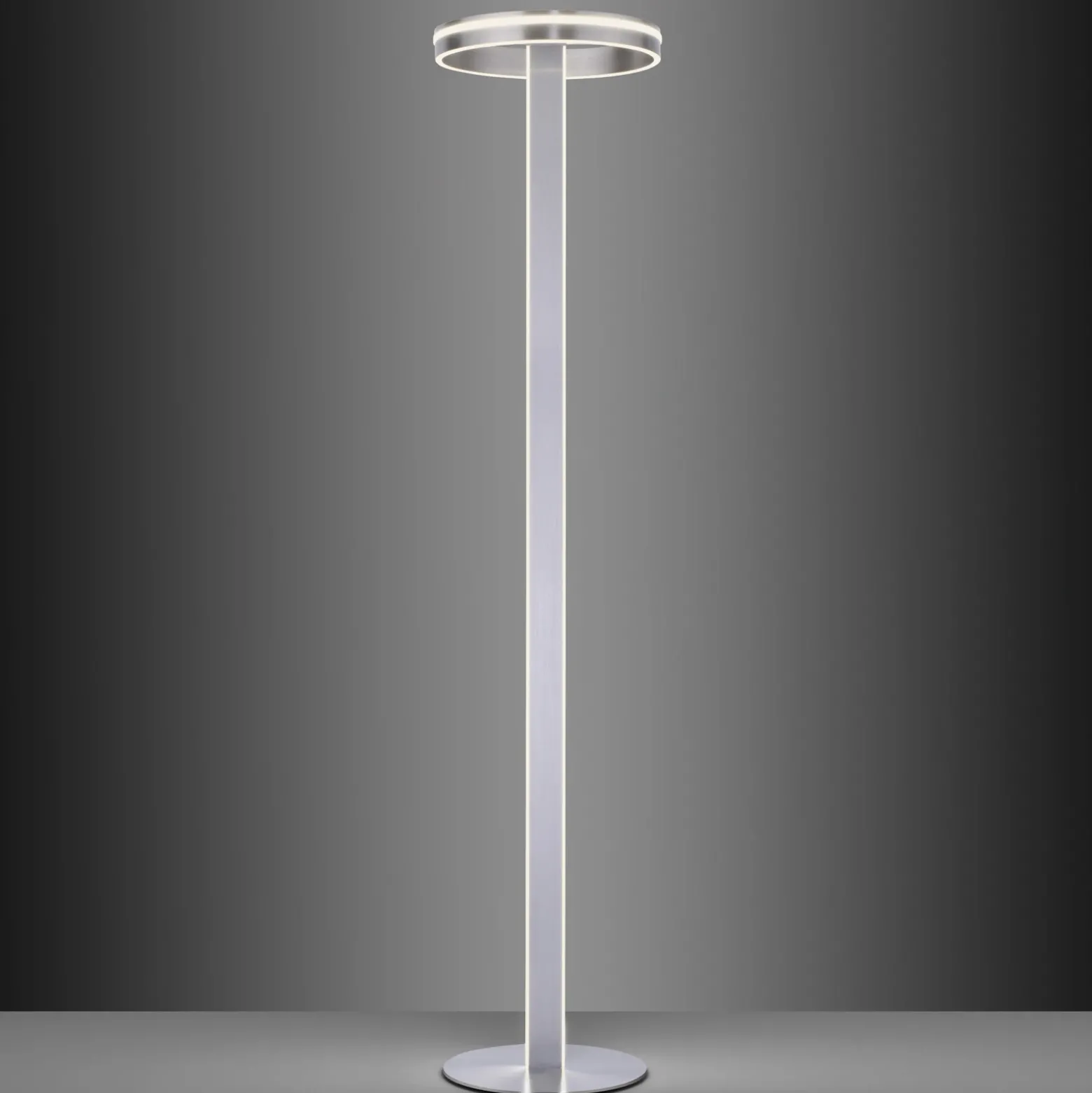 Paul Neuhaus Q-Vito lámpara pie LED, recta, anillo