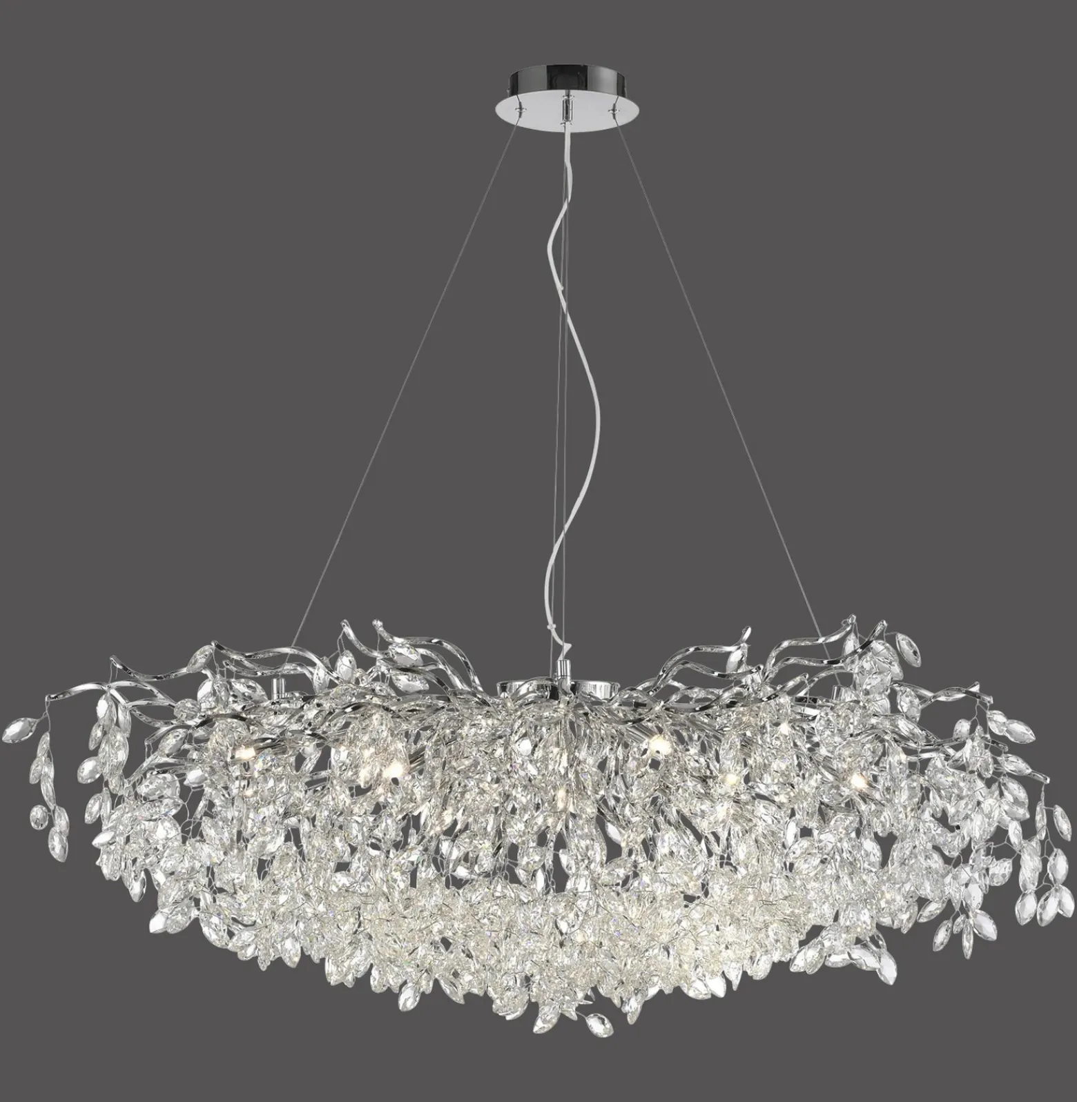 Paul Neuhaus Ricicle lámpara de araña, cromo, longitud 120 cm