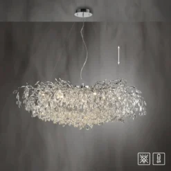 Paul Neuhaus Ricicle lámpara de araña, cromo, longitud 120 cm