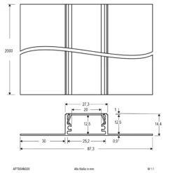 Perfil construcción seco aluminio 200cm tapa opal