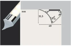 Perfil Corner de 1m para tira LED
