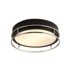 Phoenix plafón, Ø 30 cm, negro / cromo, IP44