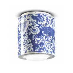 PI lámpara de techo, motivo floral, Ø 12,5 cm azul/blanco