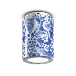 PI lámpara de techo, motivo floral, Ø 8,5 cm azul/blanco