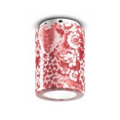 PI lámpara de techo, motivo floral, Ø 8,5 cm rojo / blanco