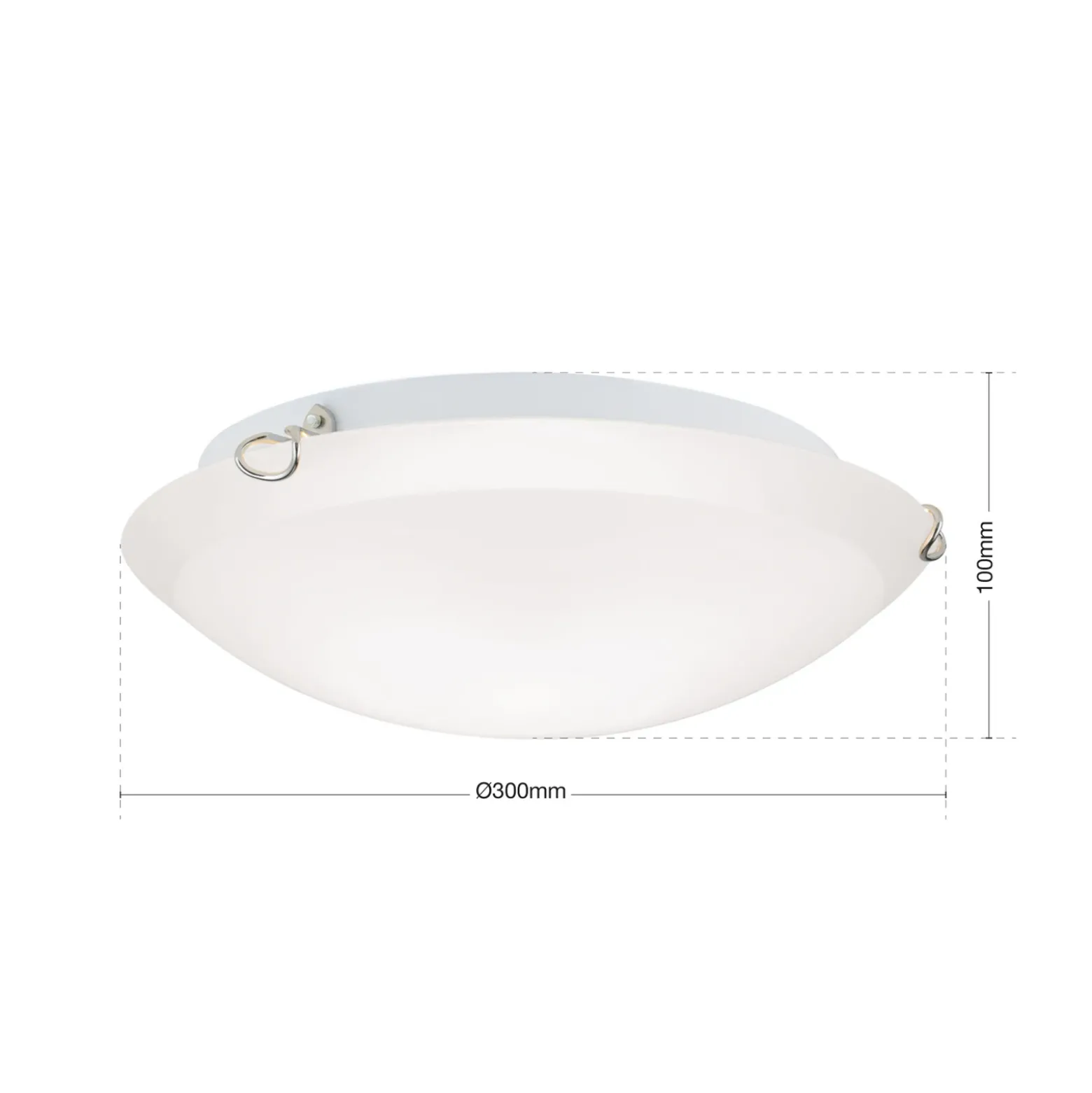 Plafón Agada, cristal opal, cromo, 30 cm