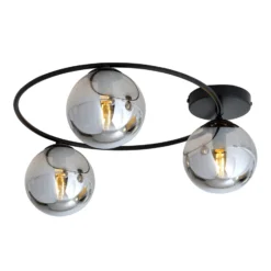 Plafón Ascella, negro/grafito, 74 cm, 3 luces