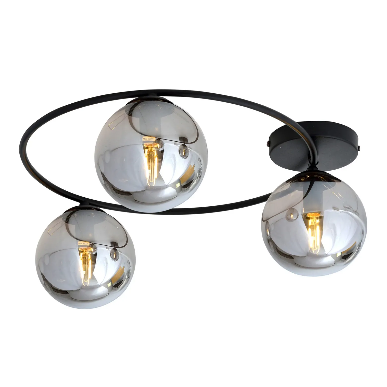 Plafón Ascella, negro/grafito, 74 cm, 3 luces