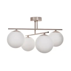 Plafón Aurora, beige, Ø 50 cm, 4 luces, cristal, E14