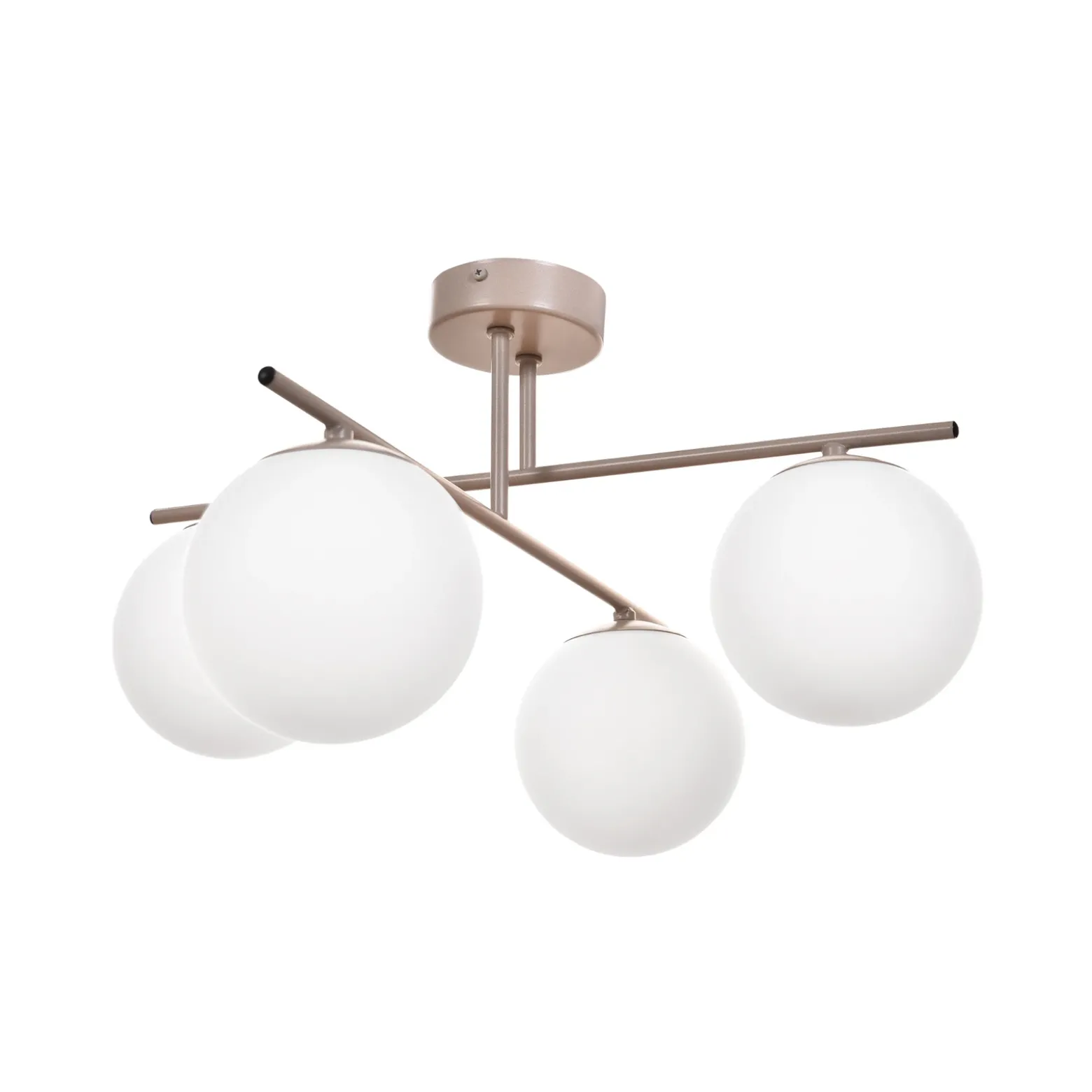 Plafón Aurora, beige, Ø 50 cm, 4 luces, cristal, E14