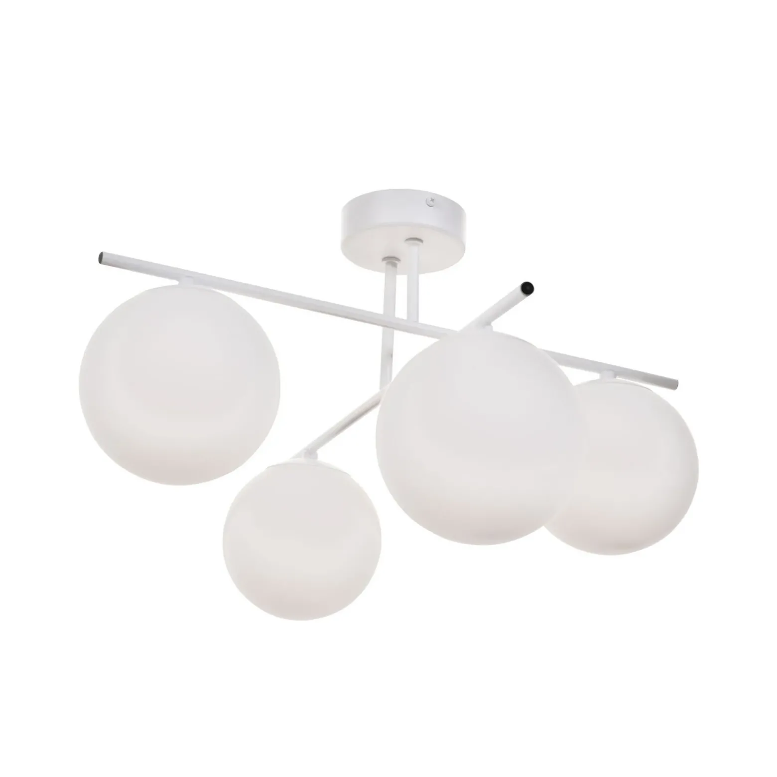 Plafón Aurora, blanco, Ø 50 cm, 4 luces, cristal, E14