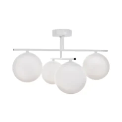 Plafón Aurora, blanco, Ø 50 cm, 4 luces, cristal, E14