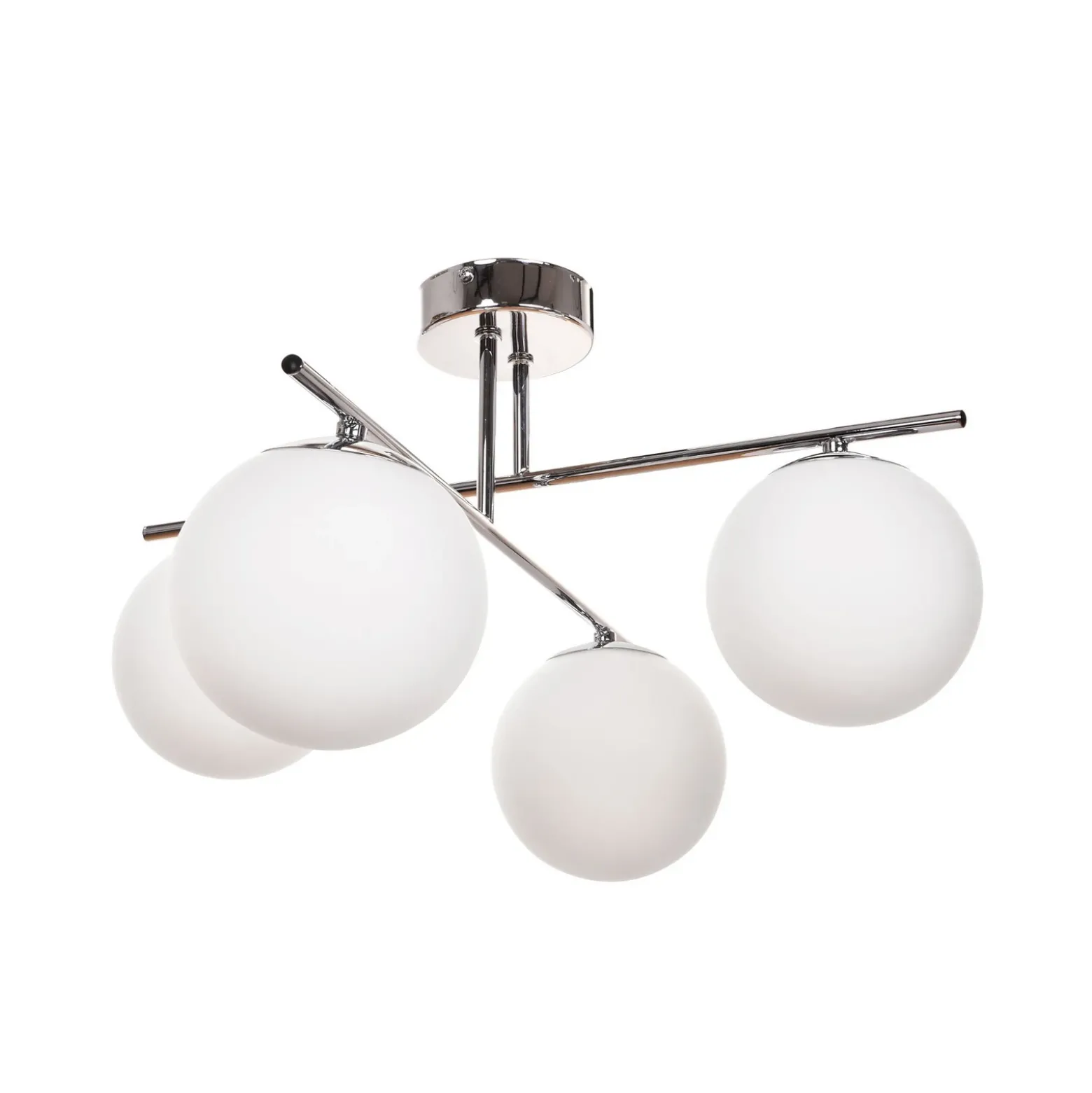 Plafón Aurora, cromo, Ø 50 cm, 4 luces, cristal, E14
