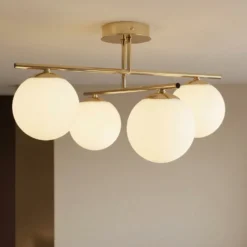 Plafón Aurora, dorado, Ø 50 cm, 4 luces, cristal, E14