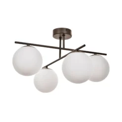 Plafón Aurora, marrón, Ø 50 cm, 4 luces, cristal, E14