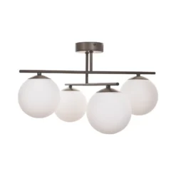 Plafón Aurora, marrón, Ø 50 cm, 4 luces, cristal, E14