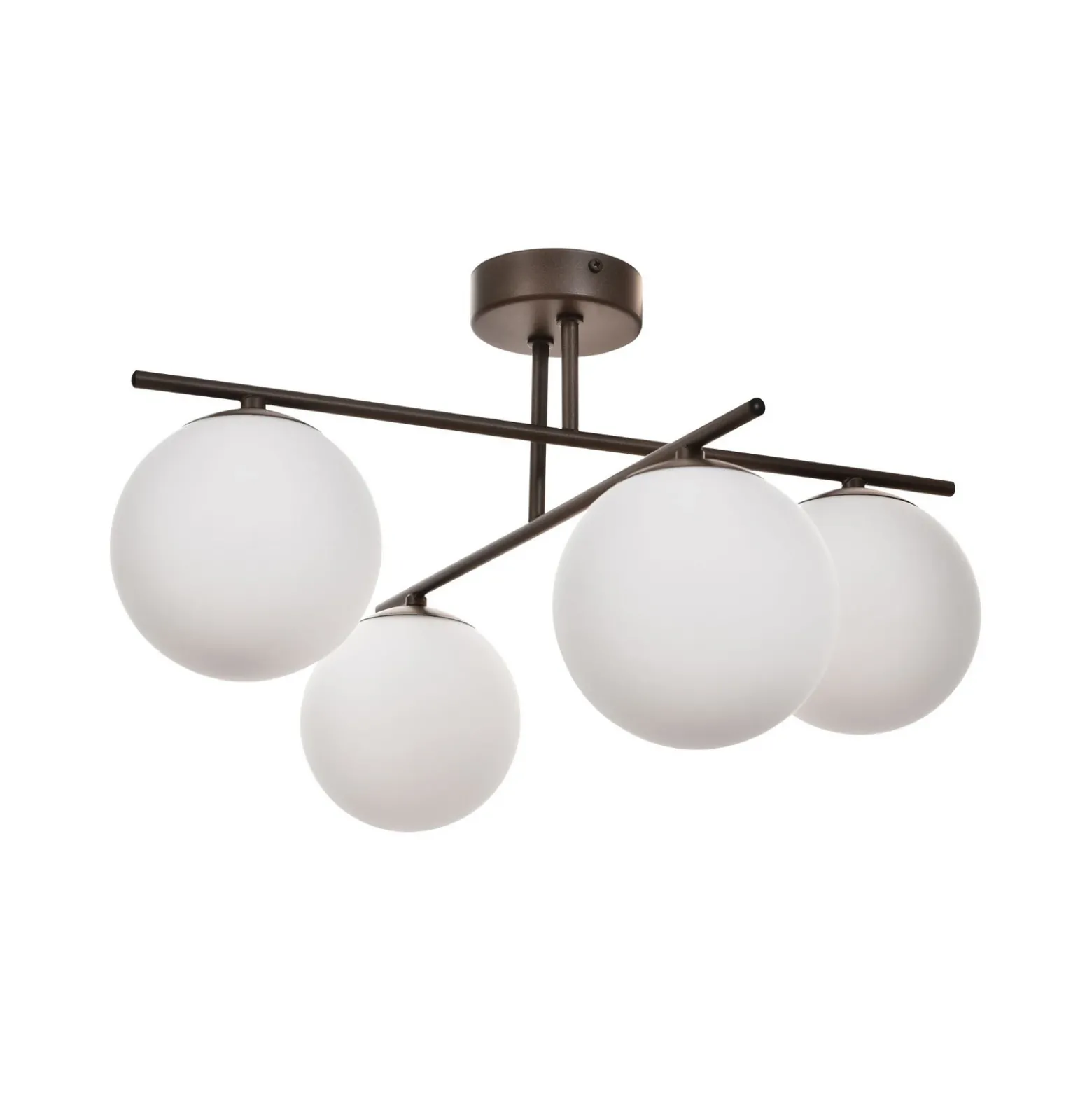 Plafón Aurora, marrón, Ø 50 cm, 4 luces, cristal, E14