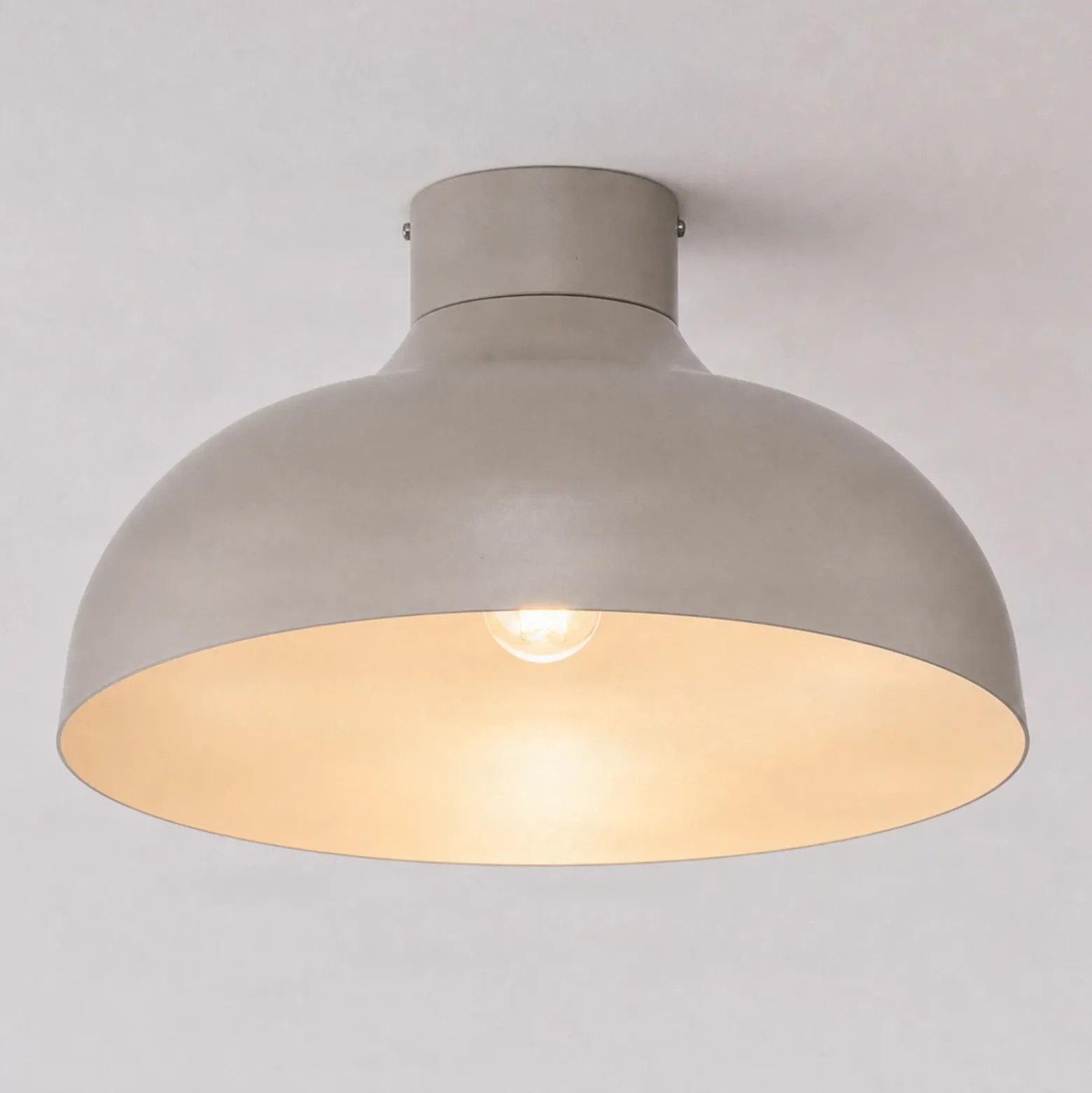 Plafón Basca, beige, metal, Ø 40 cm, E27