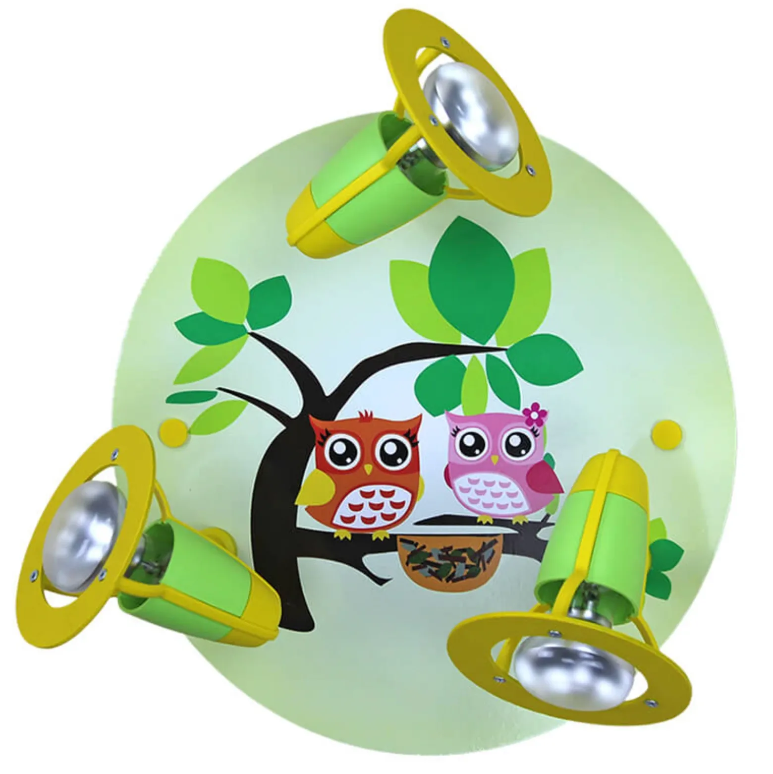 Plafón Búho, infantil, verde-amarillo
