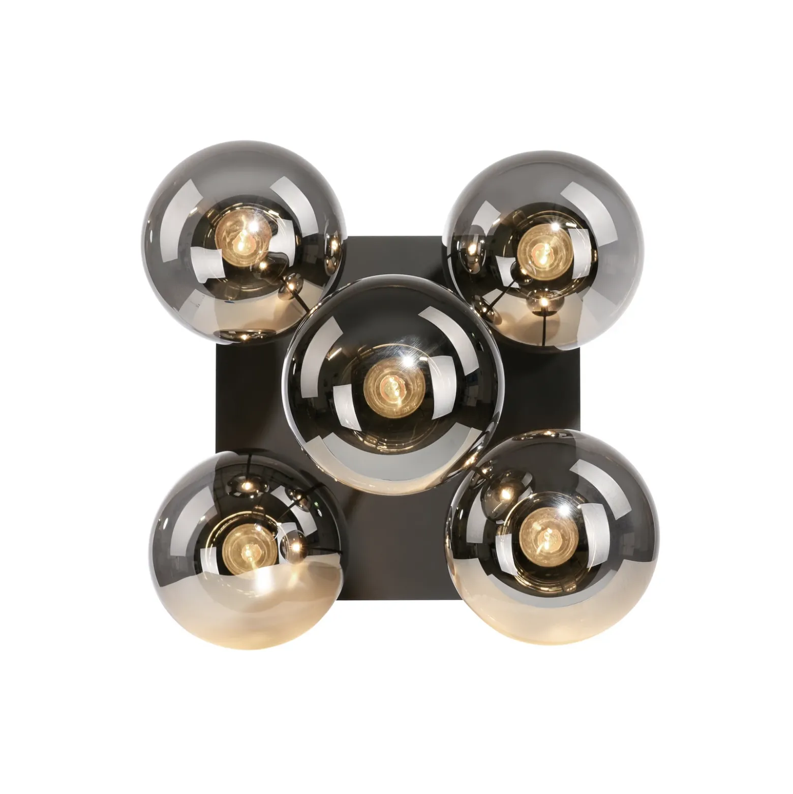 Plafón Big Widow, globos de cristal, 5 luces