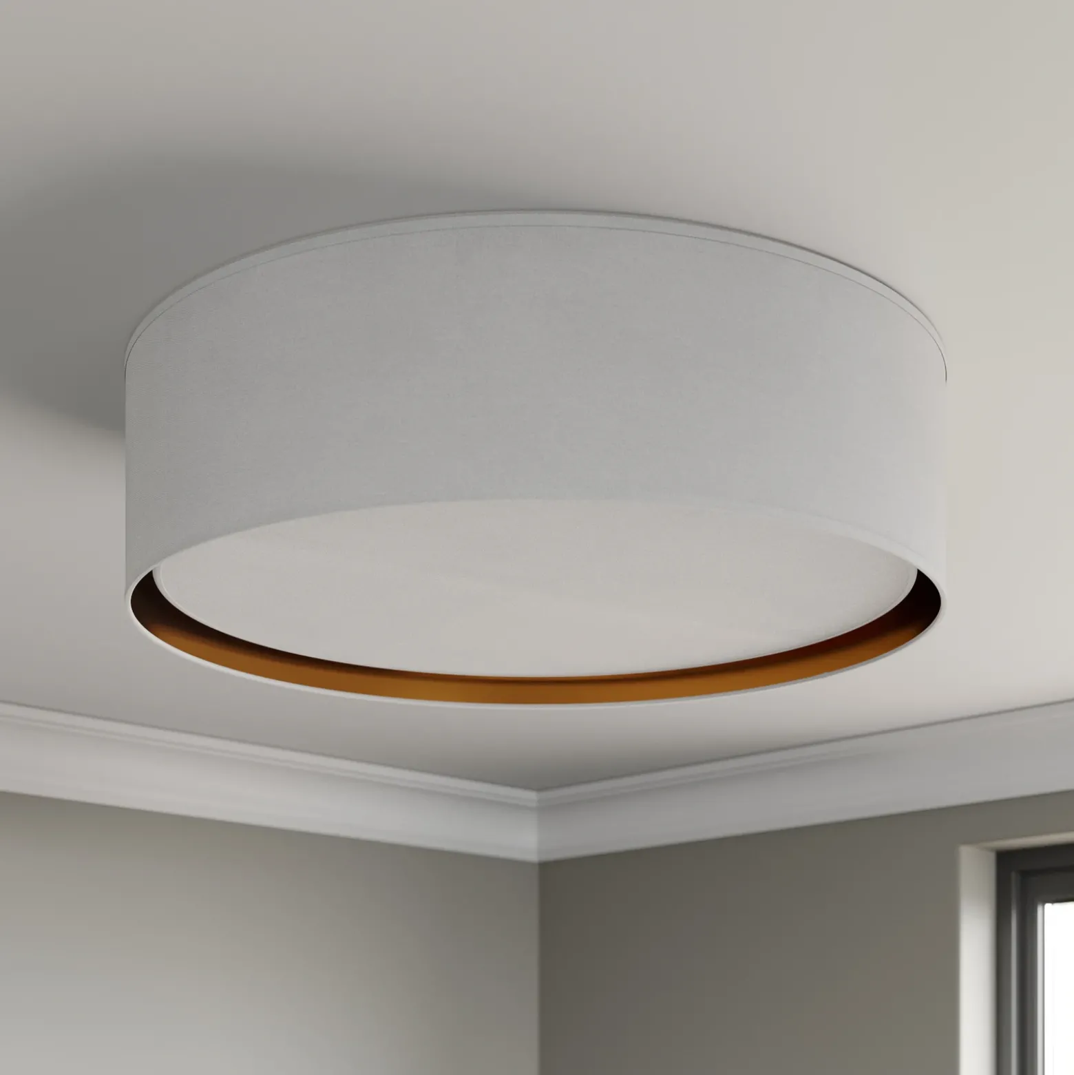 Plafón Bilbao, blanco/oro, Ø 60 cm