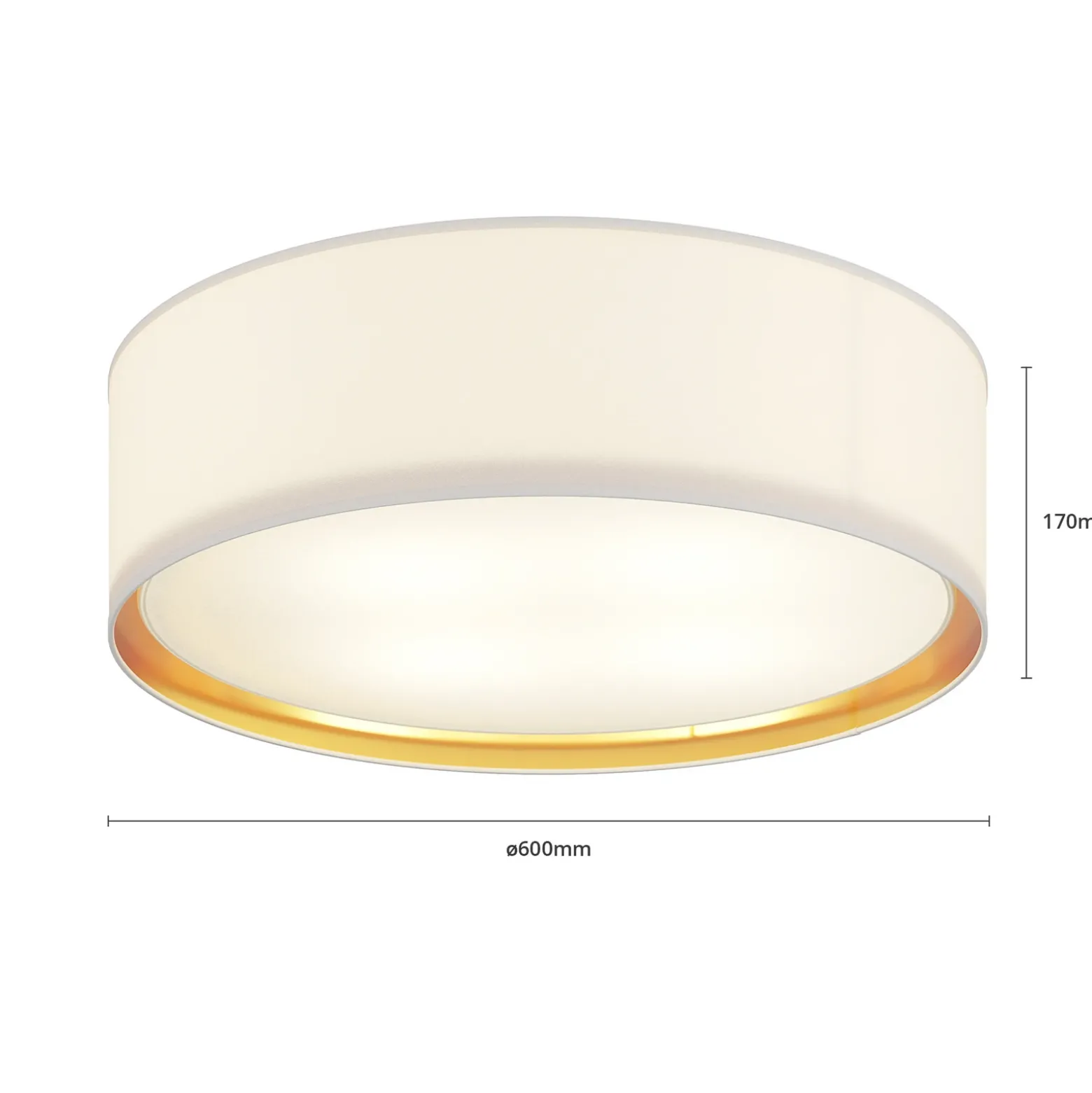 Plafón Bilbao, blanco/oro, Ø 60 cm
