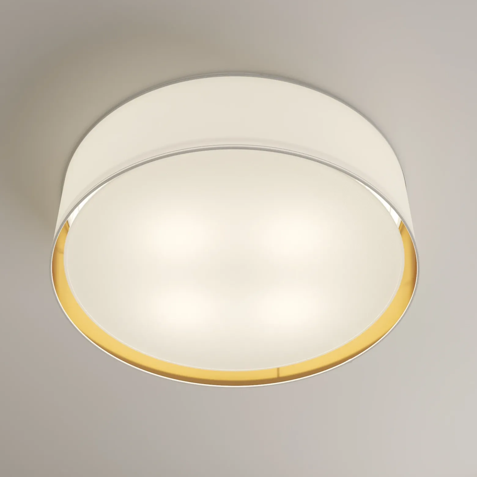 Plafón Bilbao, blanco/oro, Ø 60 cm