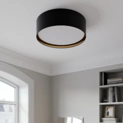 Plafón Bilbao, negro/oro, Ø 60 cm
