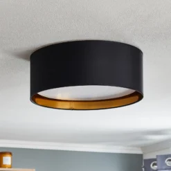Plafón Bilbao, negro/oro, Ø 45 cm