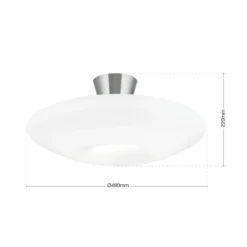 Plafón Blanc, cristal opalino, níquel mate