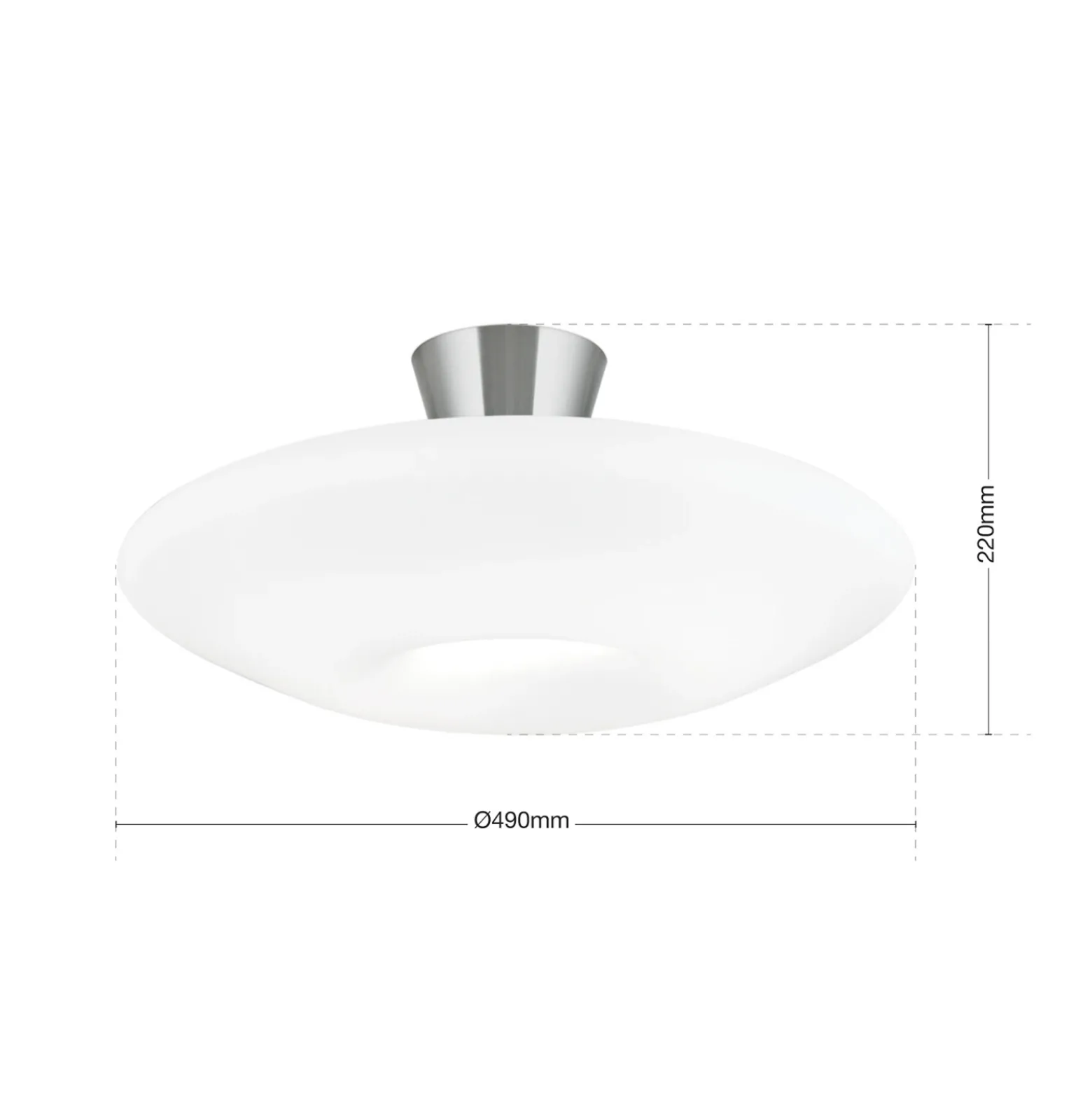 Plafón Blanc, cristal opalino, níquel mate