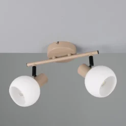 Plafón Boba, 2 luces, beige, E14, metal
