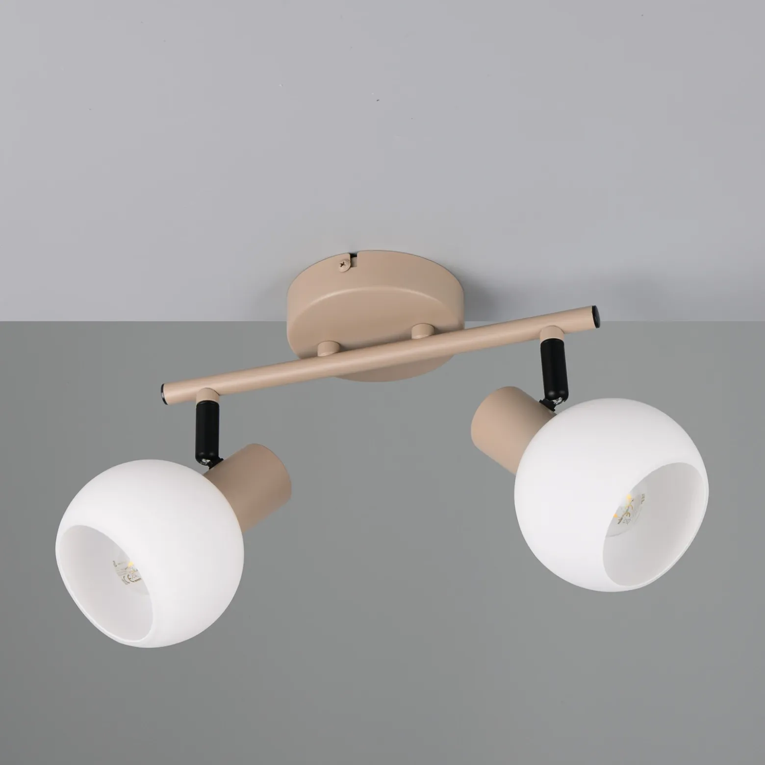 Plafón Boba, 2 luces, beige, E14, metal